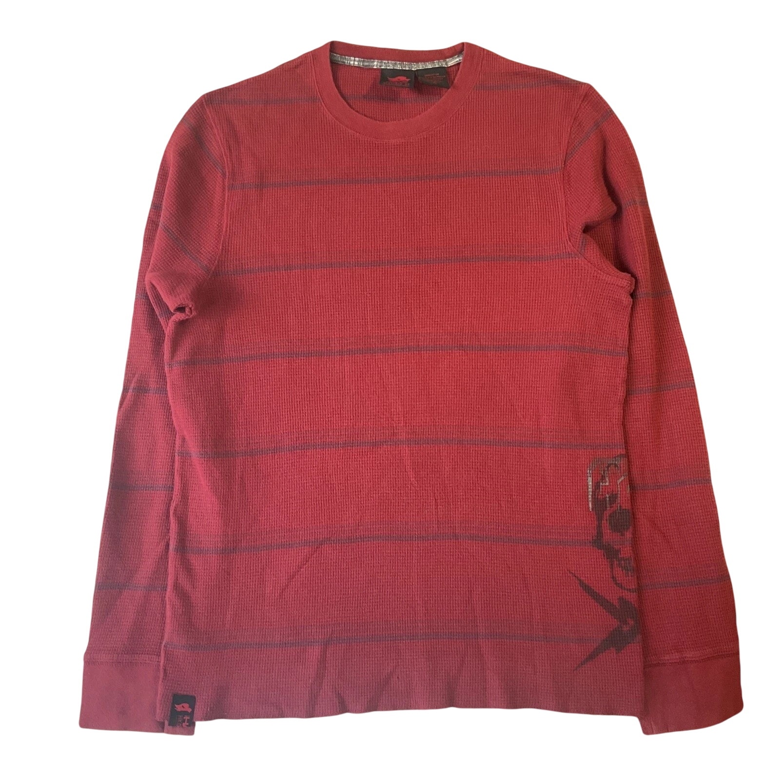 Hawk Kid Shirt Size Xl Red Striped Skull Logo Long Sleeve Crew Neck Stretch